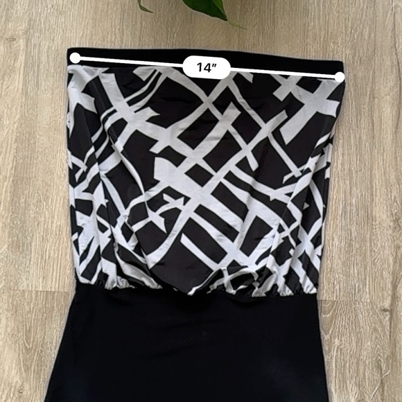 Vintage y2k Black Geometric Print Tube Top - Picture 4 of 7